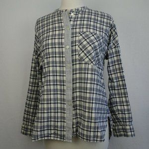 Madewell Size M Collarless Messenger Shirt Button Front Long Sleeve Top